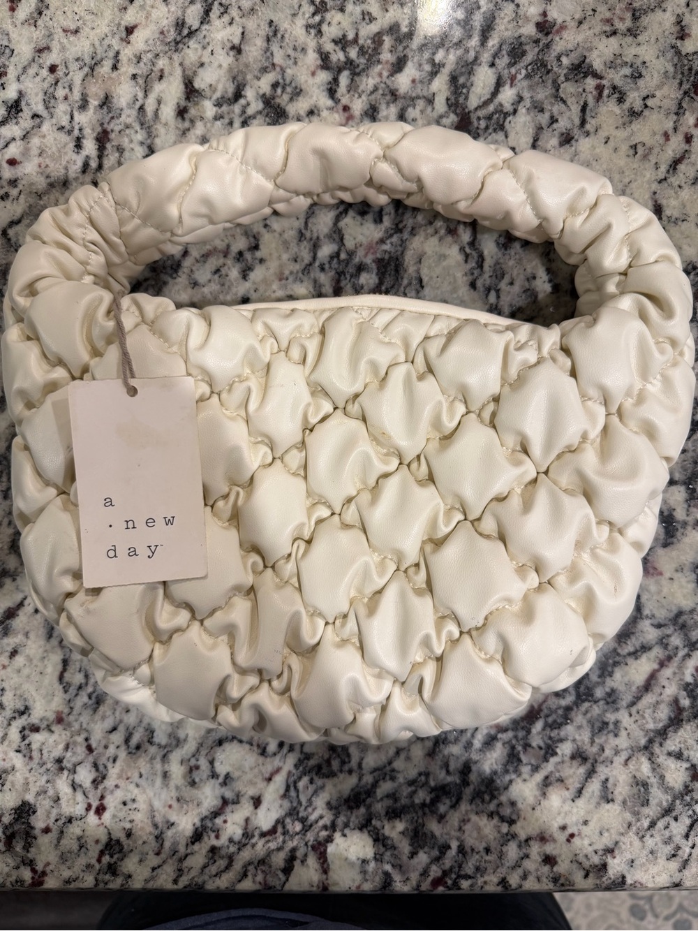 A New Day Cream Quilted Handle Small Shoulder Bag